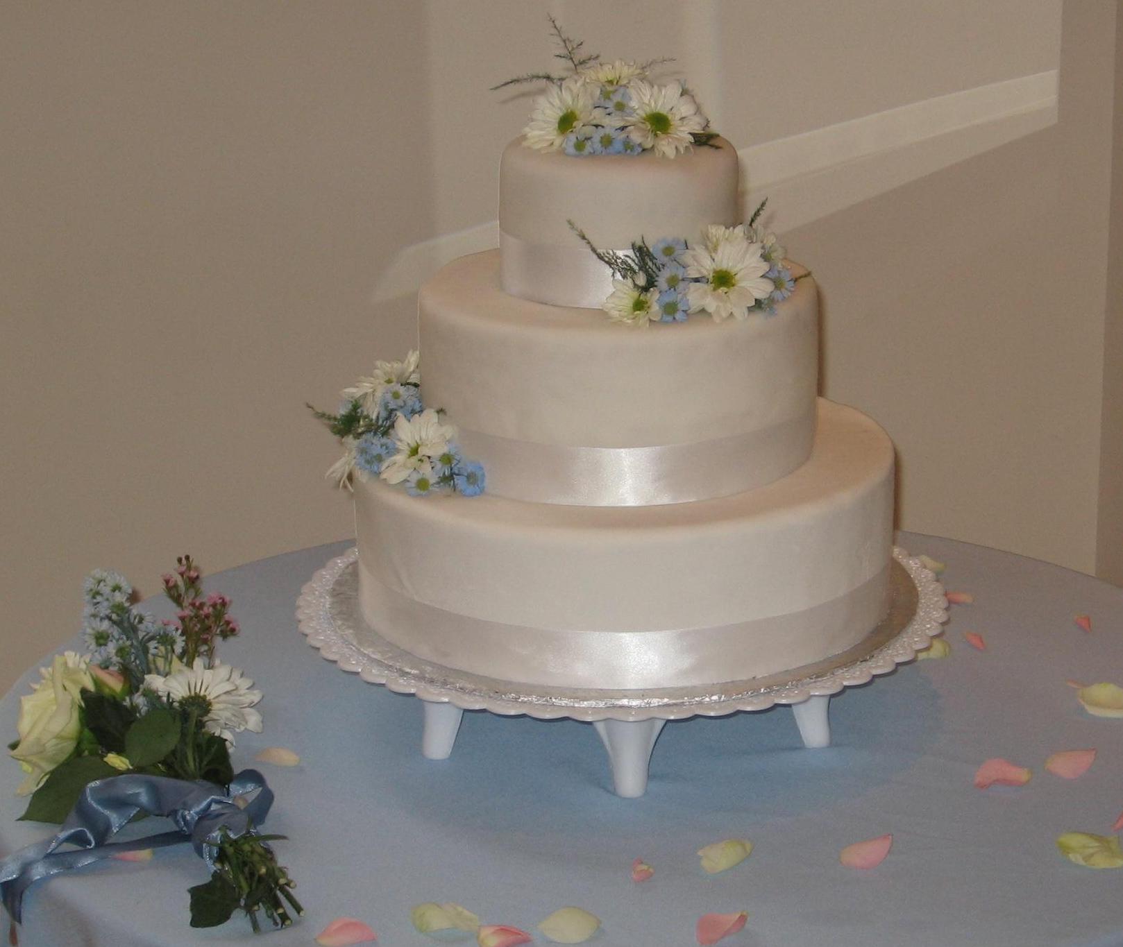 Fresh wildflowers. Frosted make in with leaves to buttercream. Covered how buttercream frosting fondant.